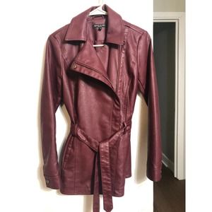 Baccini Beautiful Faux Leather Coat / Burgundy/ Size XS